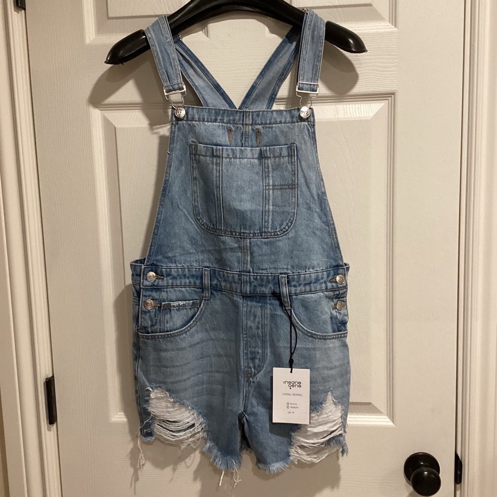 insane gene Distressed Overall Shortall, Size M